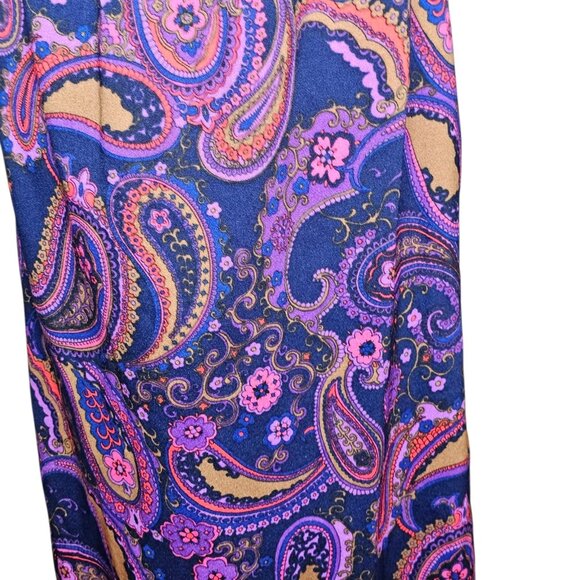 Babydoll Maxi Dress Purple Blue Floral Paisley Sz 1X 60s 70s Vintage Retro - Picture 3 of 5